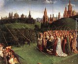 The Ghent Altarpiece Adoration of the Lamb [detail top right 1] by Jan van Eyck